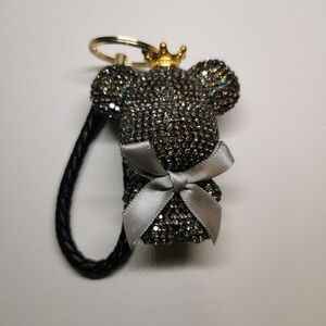 Sparkling Bear Keychain with Crown